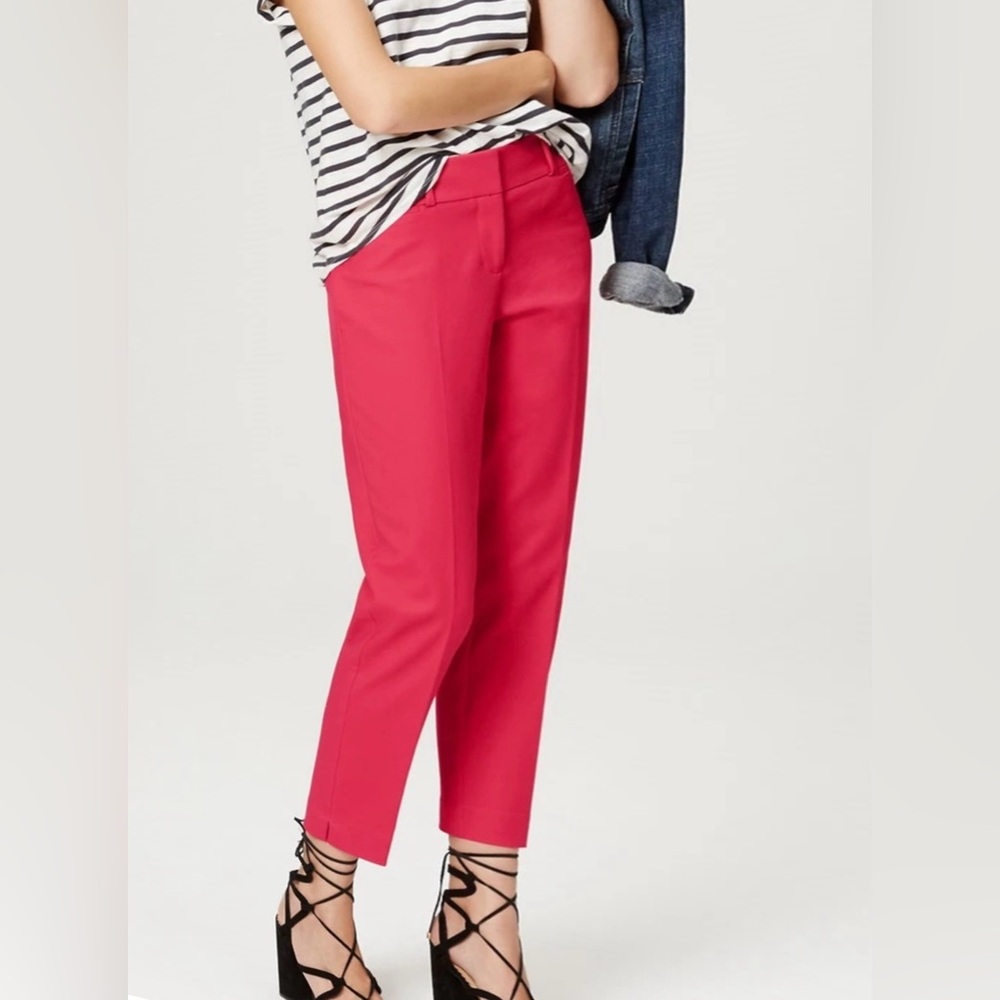 Ann Taylor Loft Julie curvy fit Riviera Pant tomato red Women' 10 ankle notched